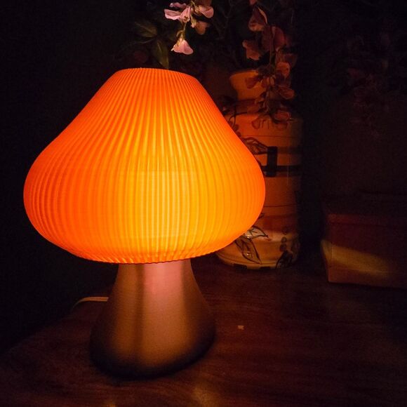 Pink Mushroom Table Lamp Dusty Rose Textured Ambient Soft Light Zen 3D Print Art - Picture 2 of 12